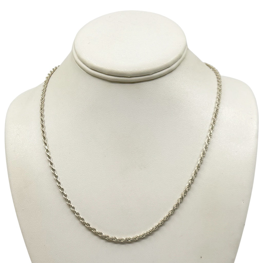 vintage sterling silver rope link chain necklace - GM1057