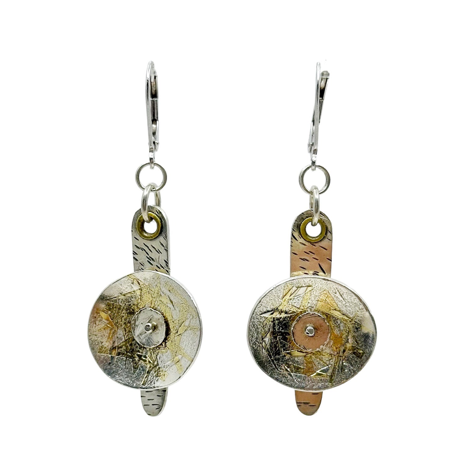 Hand Made 24k gold & sterling silver drop earrings - GM1060