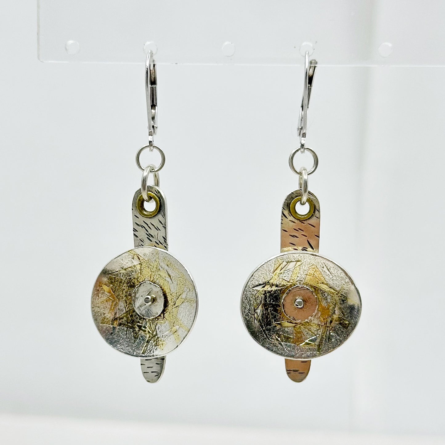 Hand Made 24k gold & sterling silver drop earrings - GM1060