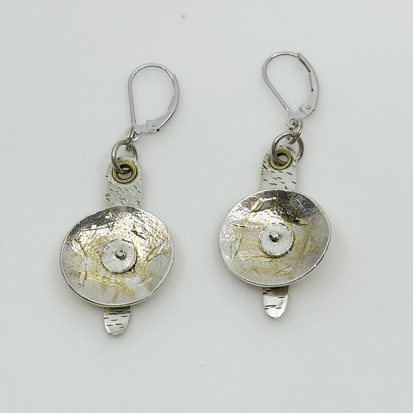 Hand Made 24k gold & sterling silver drop earrings - GM1060