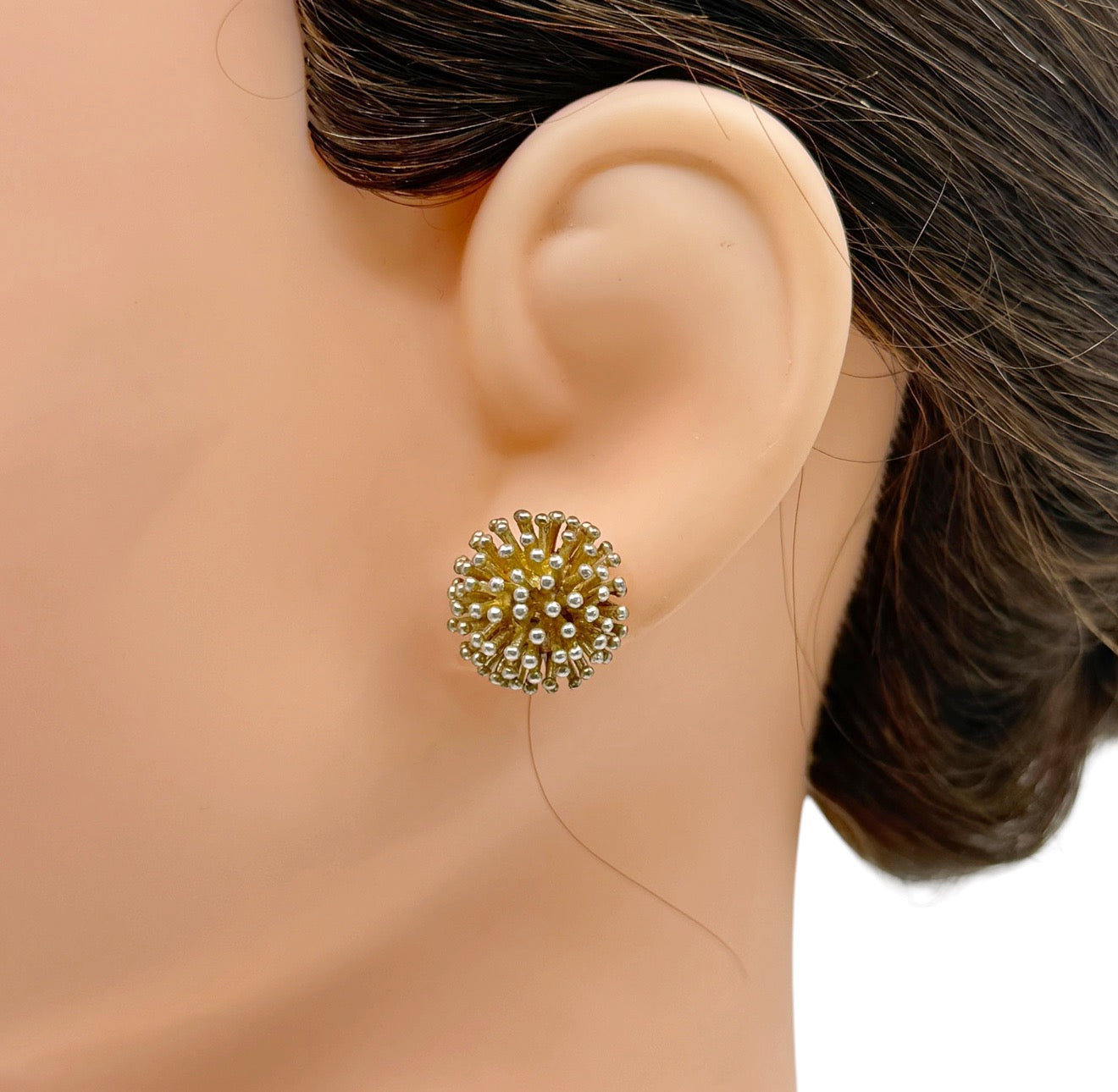 Vintage Hand Made sterling silver Sputnik stud earrings - GM1072