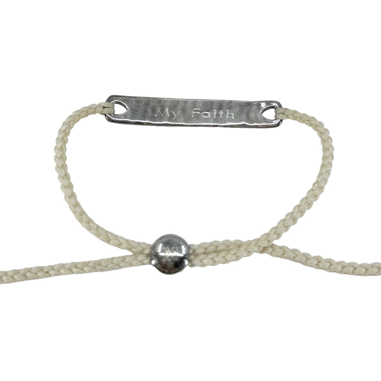 Monica Vinader sterling silver white cord My Faith adjustable bracelet - GM1074
