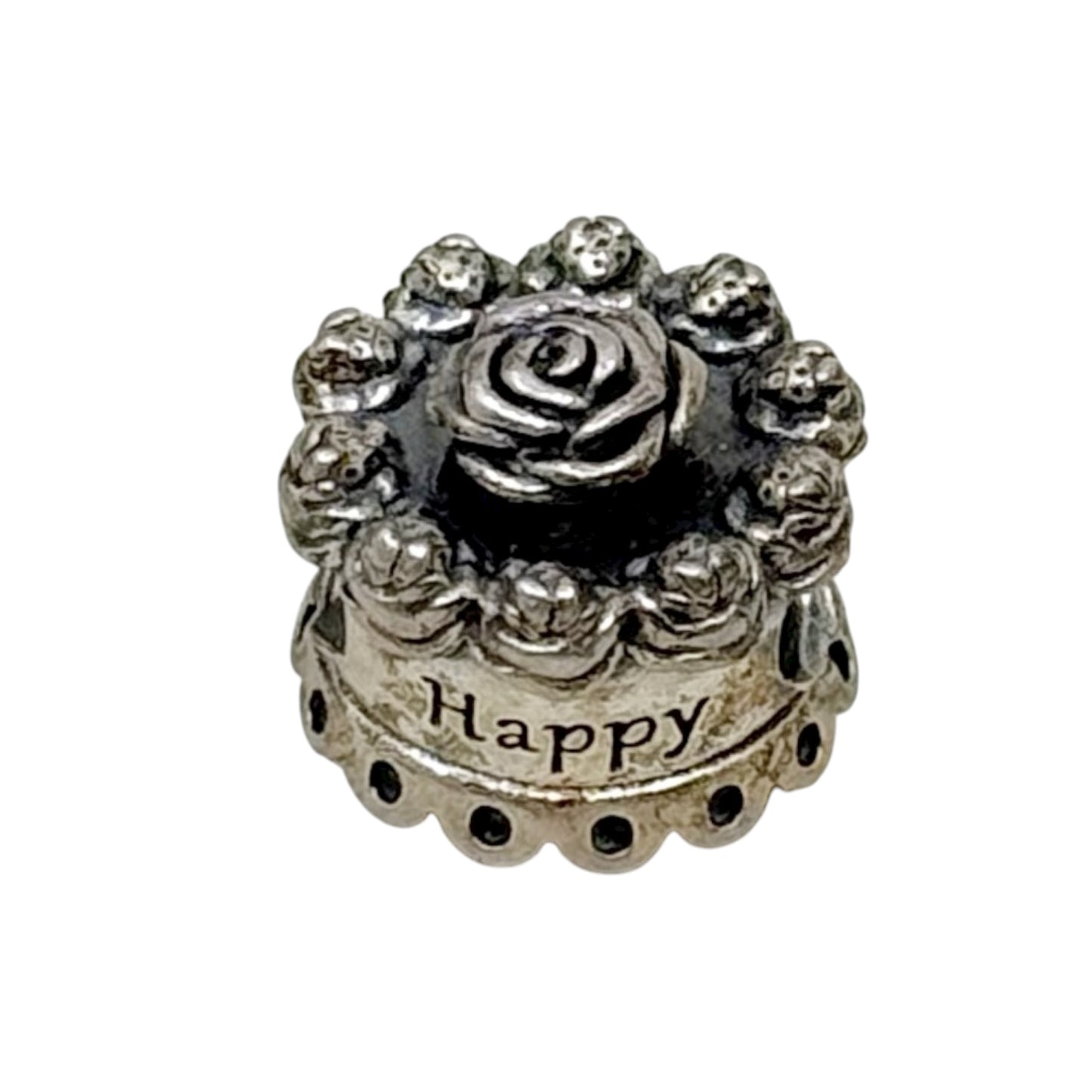 sterling silver happy birthday cake charm bracelet - GM1076
