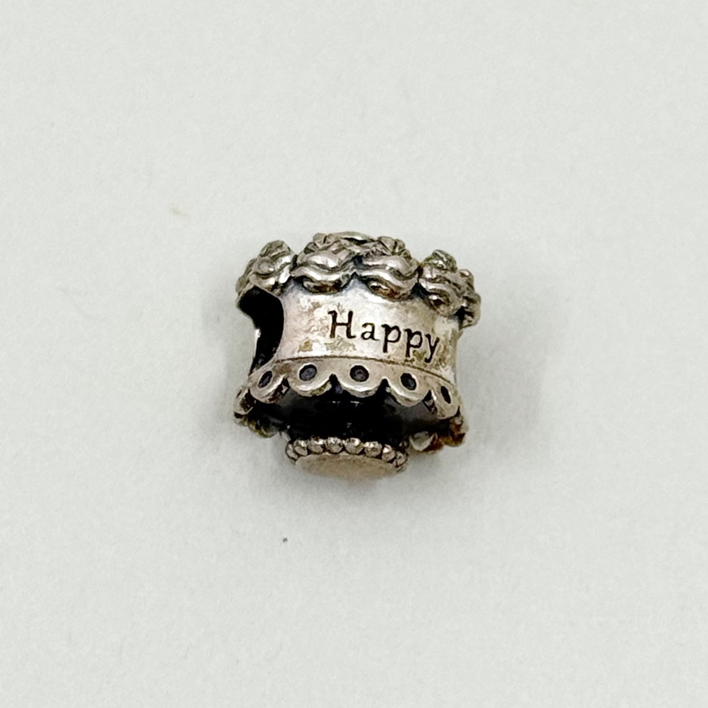 sterling silver happy birthday cake charm bracelet - GM1076