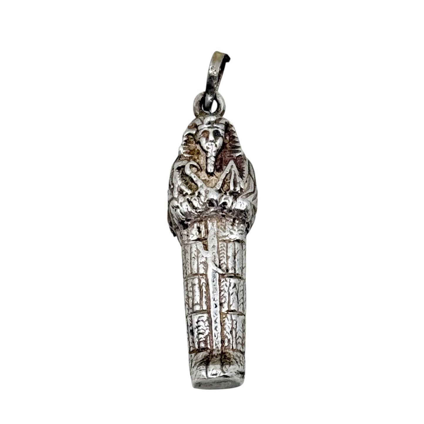 Vintage Sterling Silver Egyptian Sarcophagus locket charm pendant - GM1078