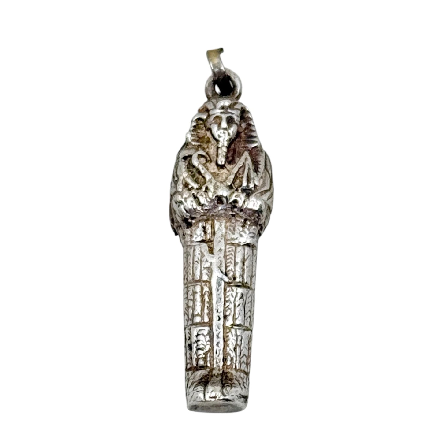 Vintage Sterling Silver Egyptian Sarcophagus locket charm pendant - GM1078
