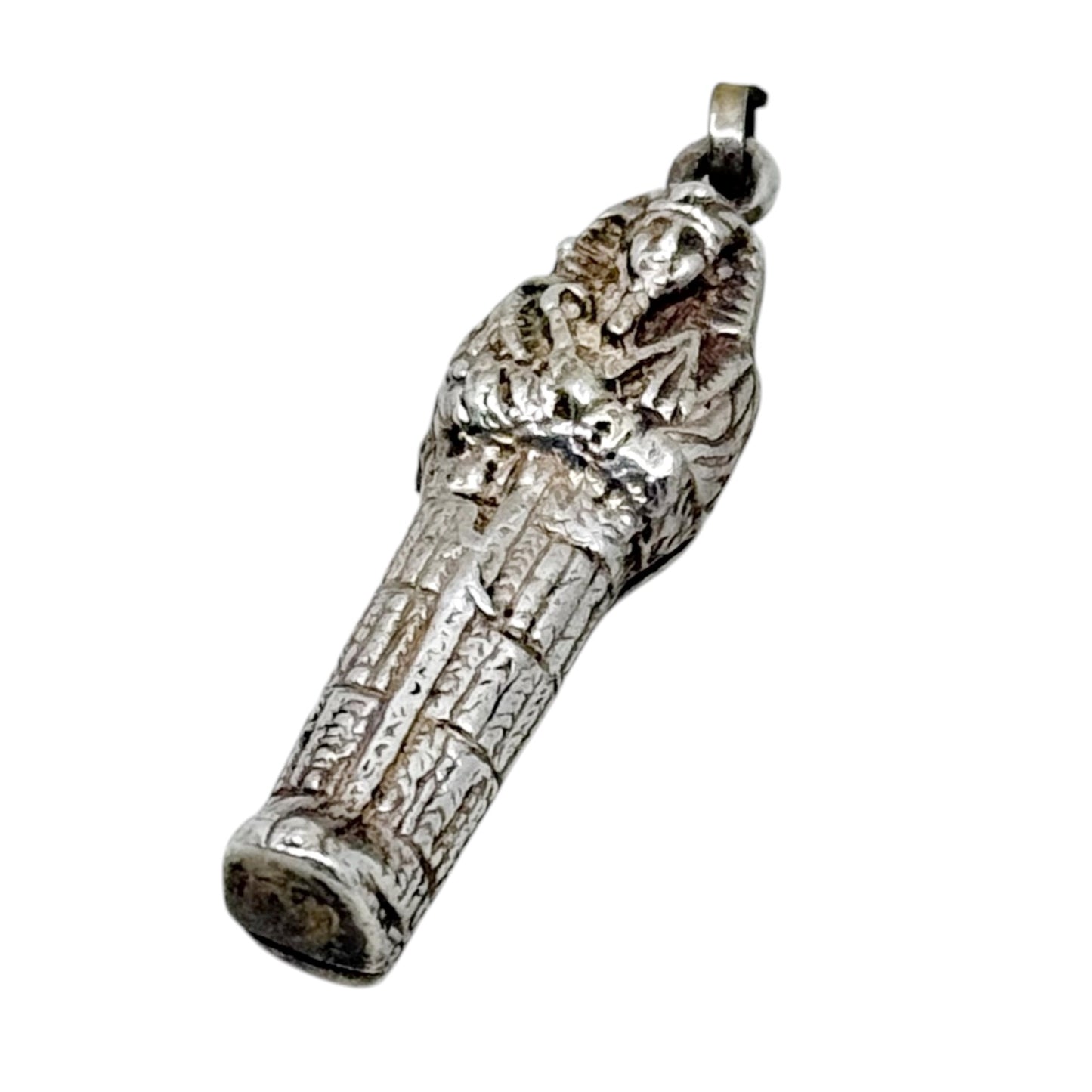 Vintage Sterling Silver Egyptian Sarcophagus locket charm pendant - GM1078