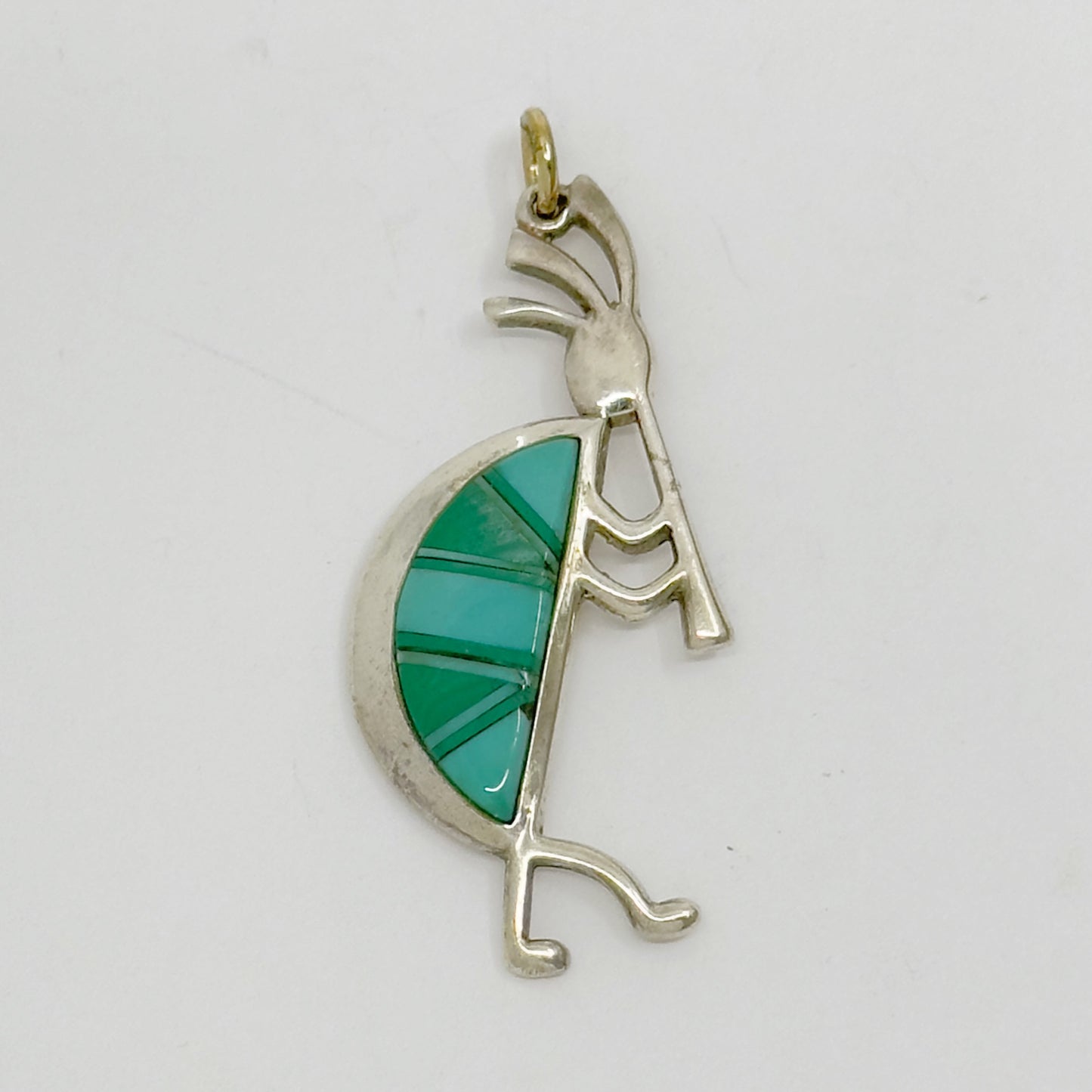 Navajo Sunburst Handcrafts Inc Teme sterling silver Turquoise Kokopelli pendant - GM1081