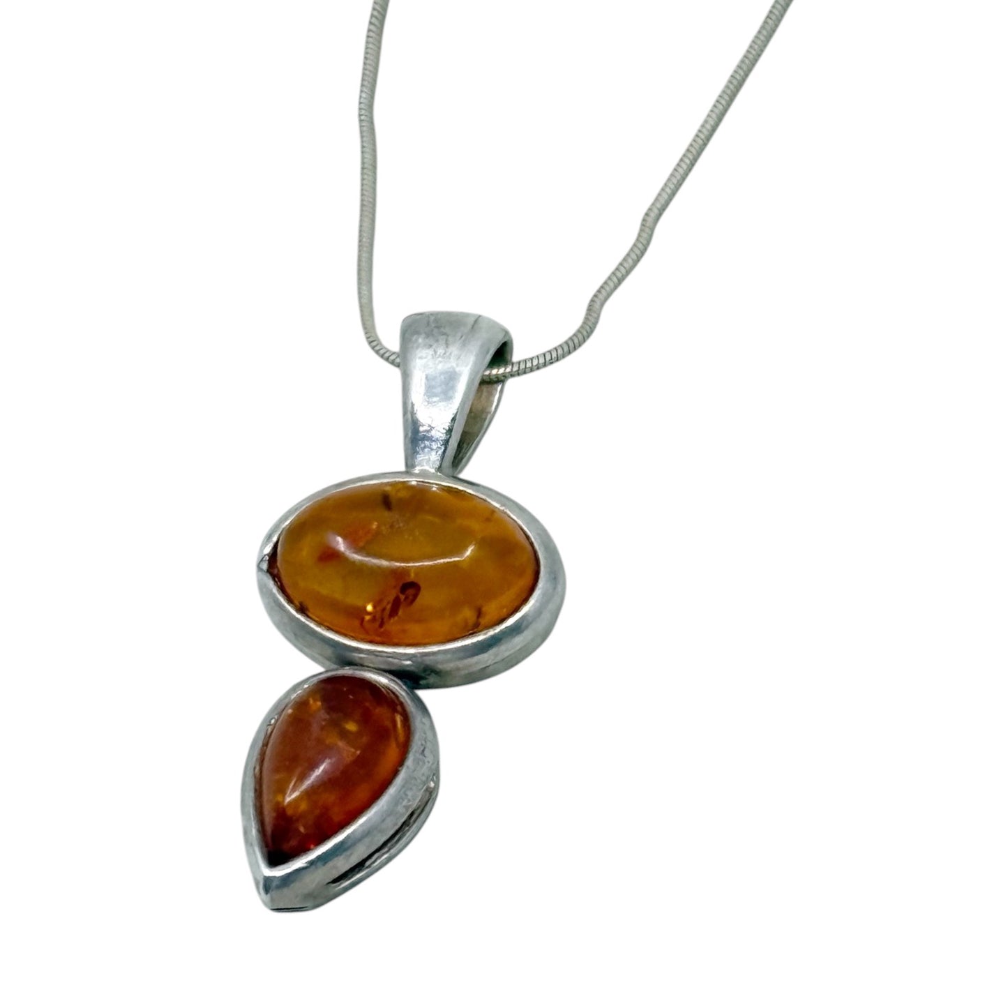 sterling silver baltic amber pendant necklace - GM1083