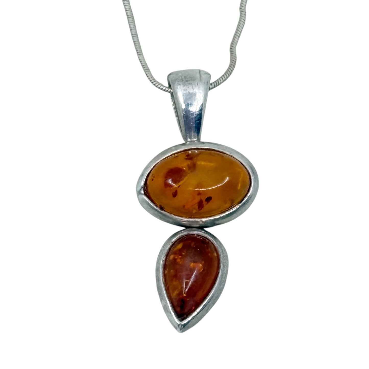 sterling silver baltic amber pendant necklace - GM1083