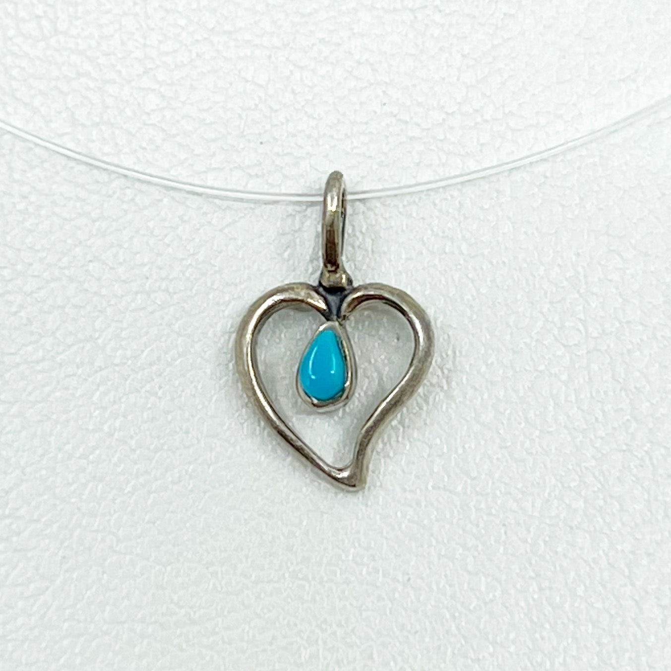 Zuni Sterling silver turquoise heart pendant GM1084