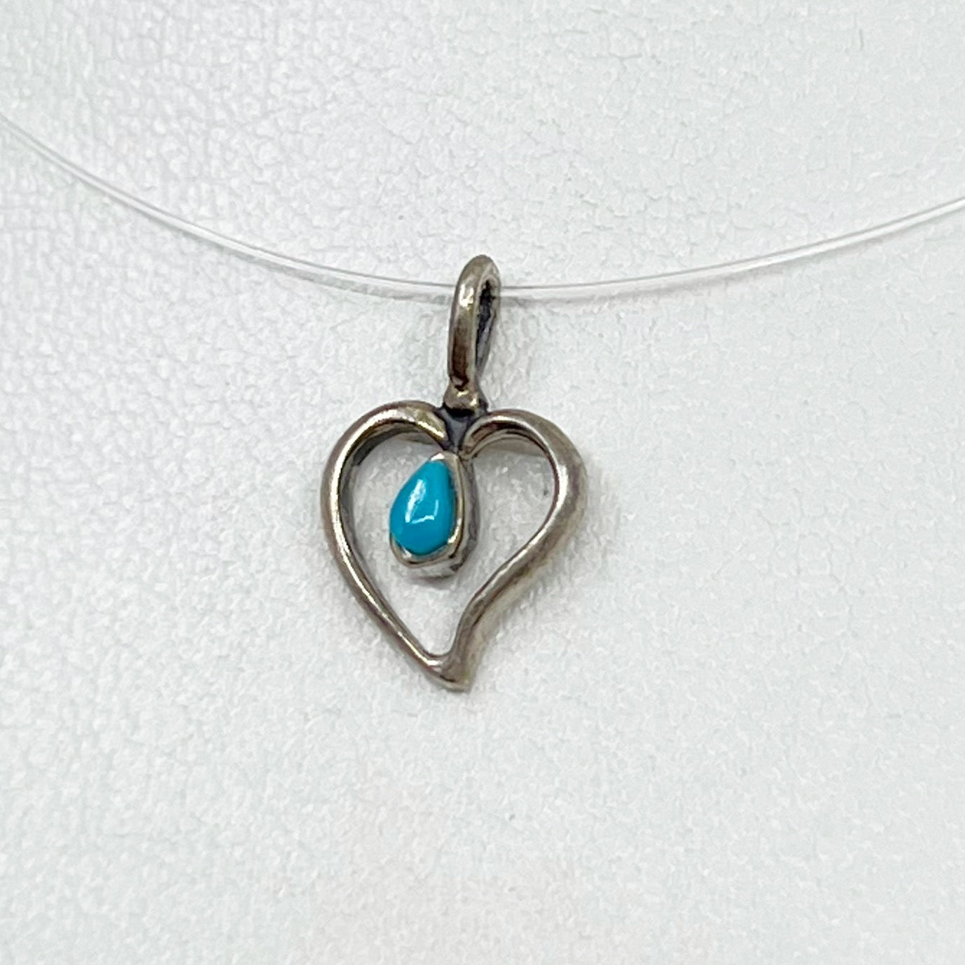 Zuni Sterling silver turquoise heart pendant GM1084