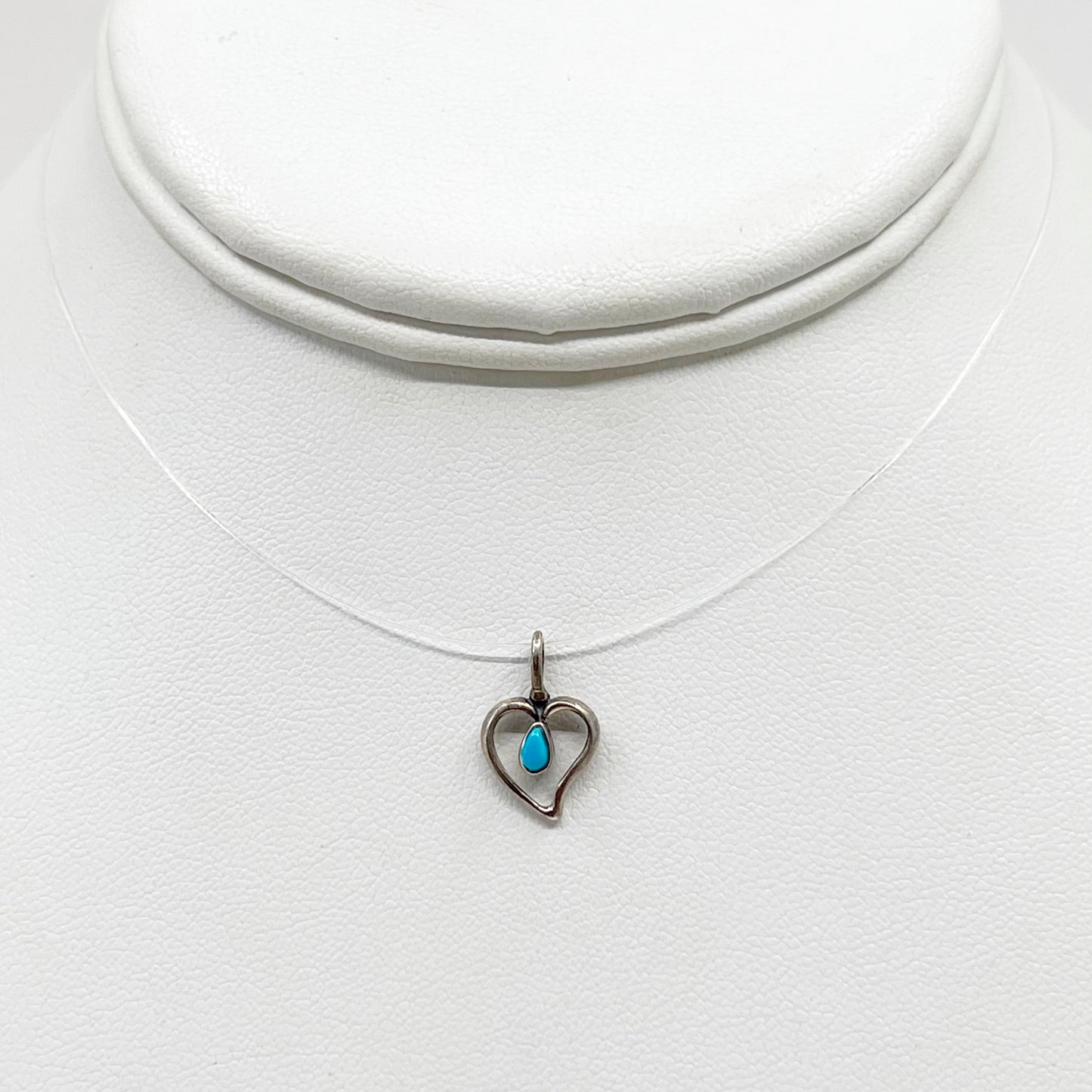 Zuni Sterling silver turquoise heart pendant GM1084