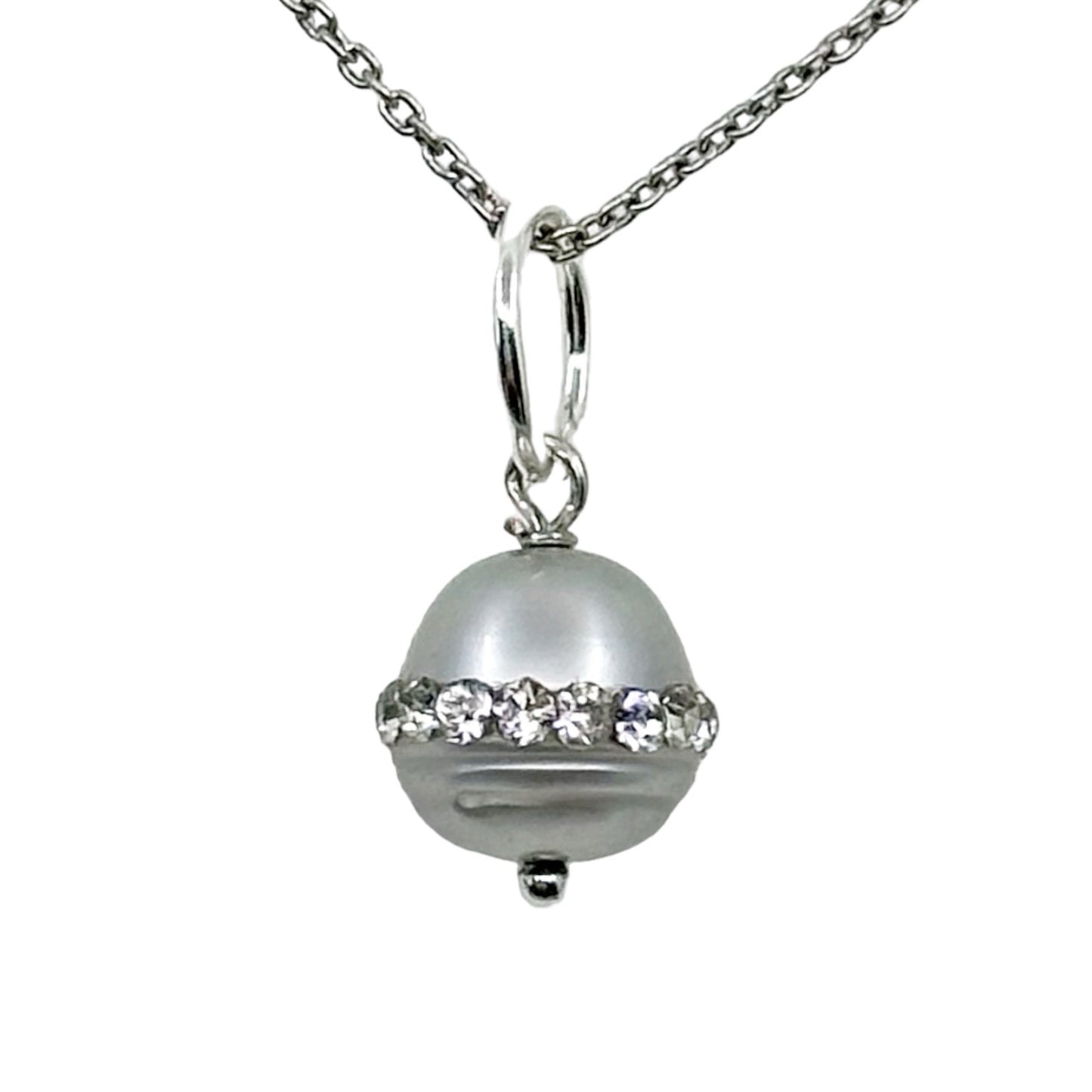 Sterling silver pearl & crystal pendant - GM1089