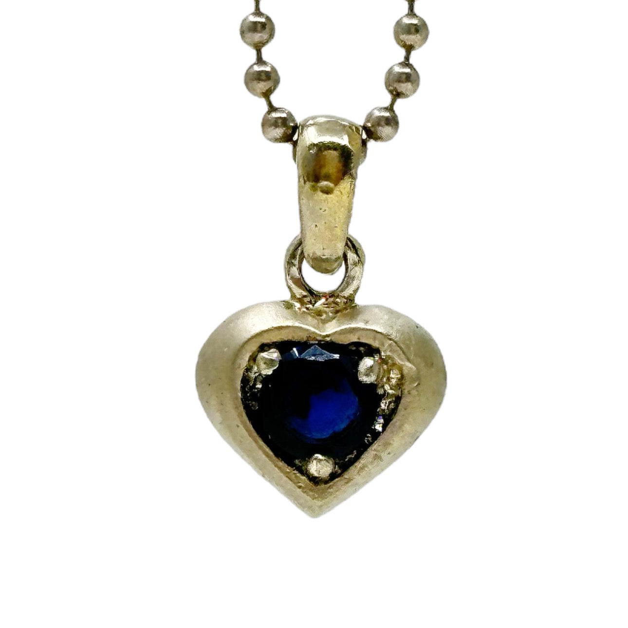 Sterling silver blue cubic zirconia heart pendant - GM109