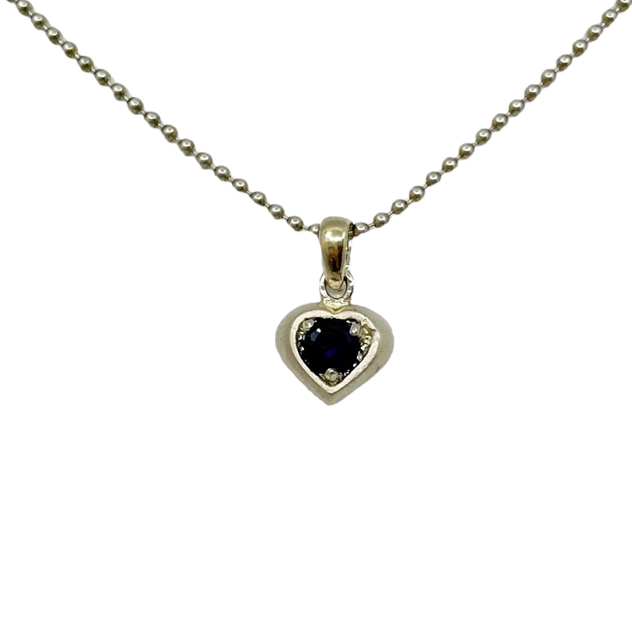 Sterling silver blue cubic zirconia heart pendant - GM109