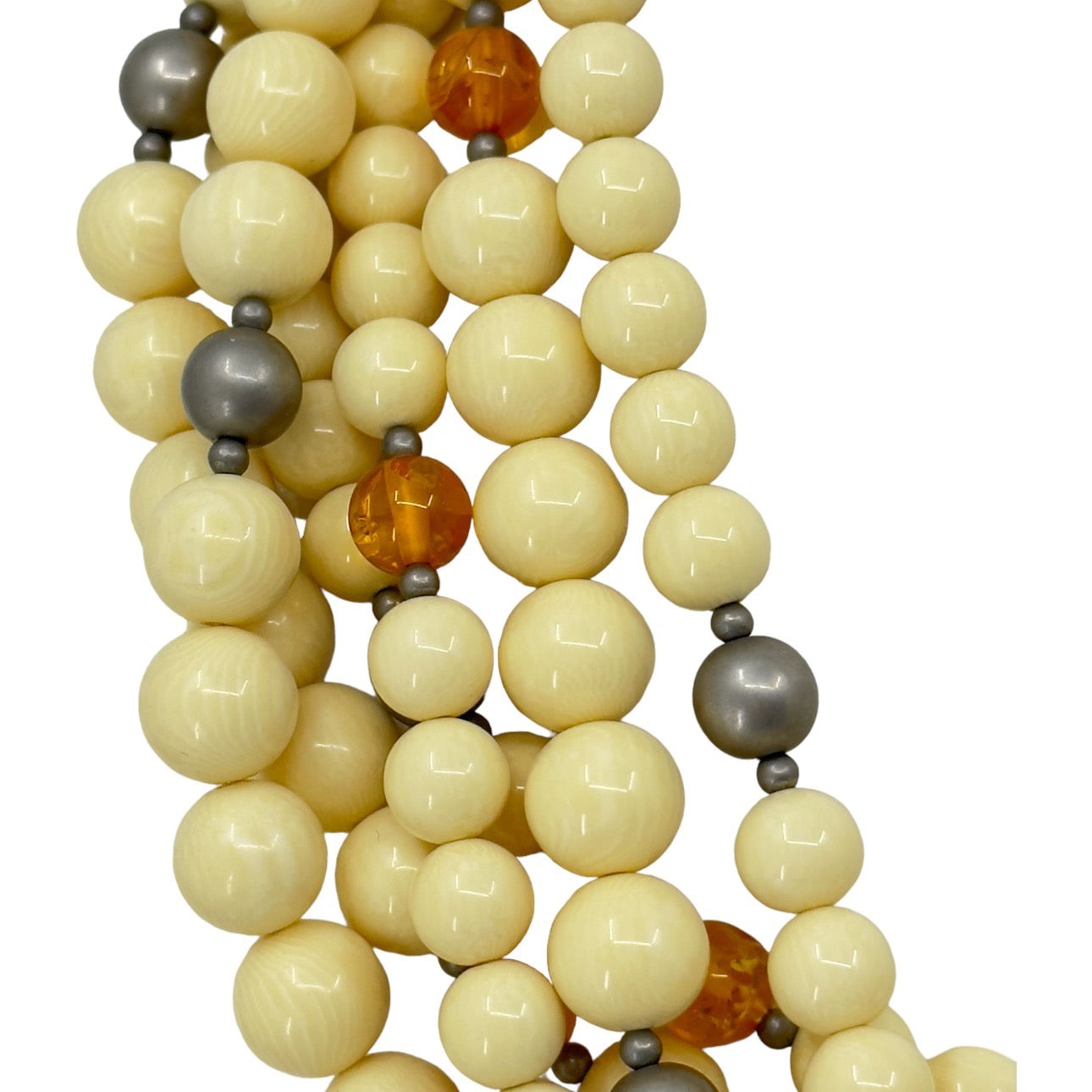 Vintage celluloid & amber bead torsade necklace GM1092
