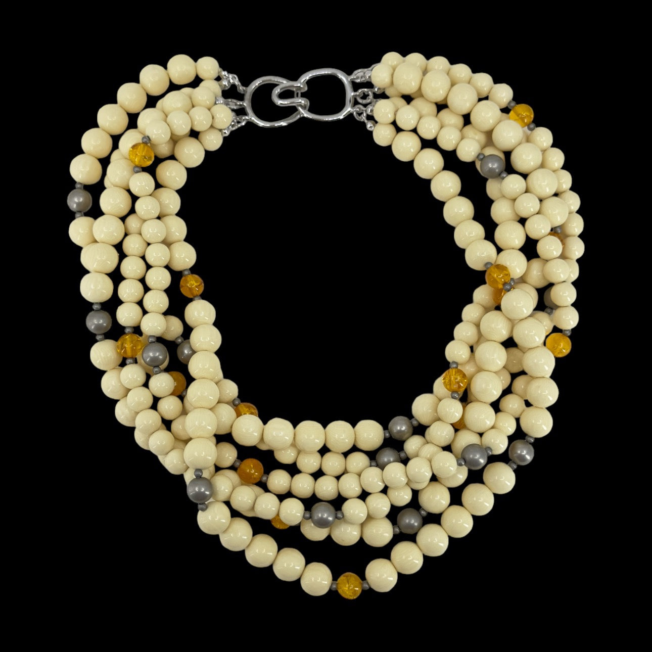 Vintage celluloid & amber bead torsade necklace GM1092