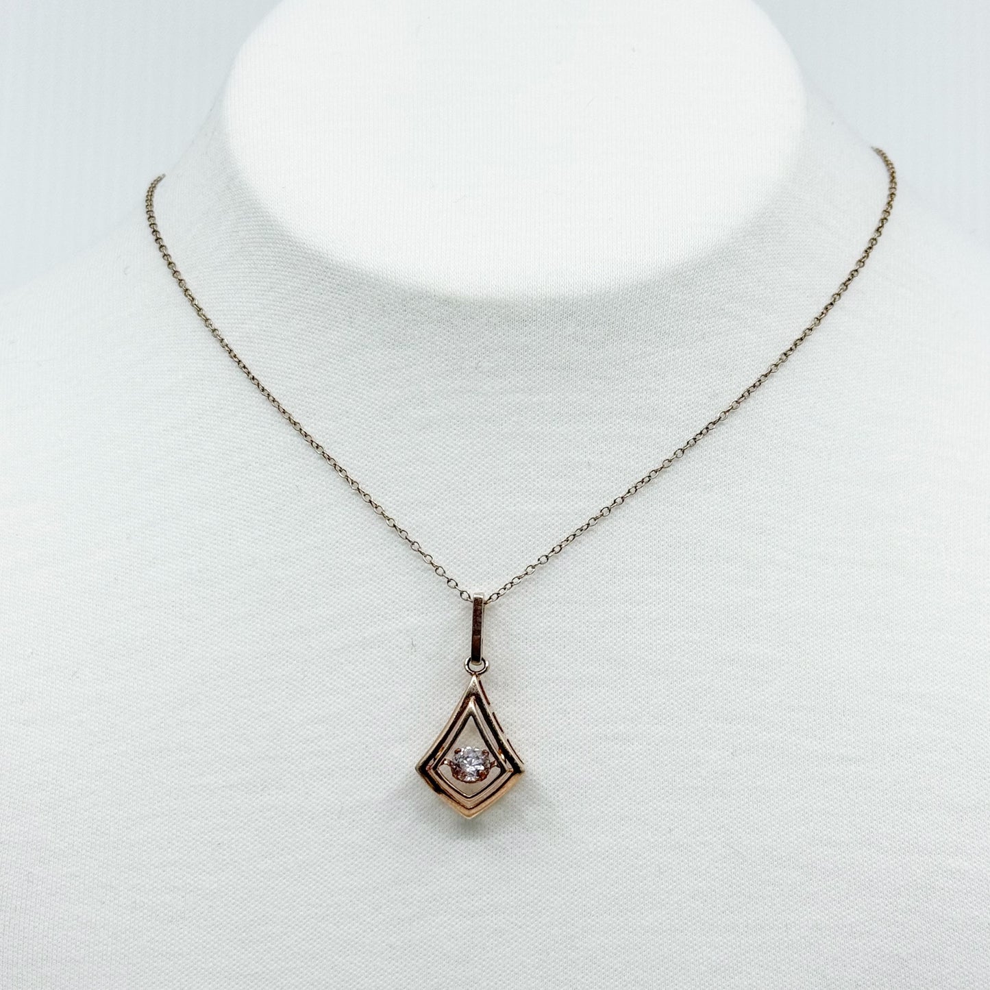 14k rose gold vermeil sterling silver cubic zirconia necklace GM691