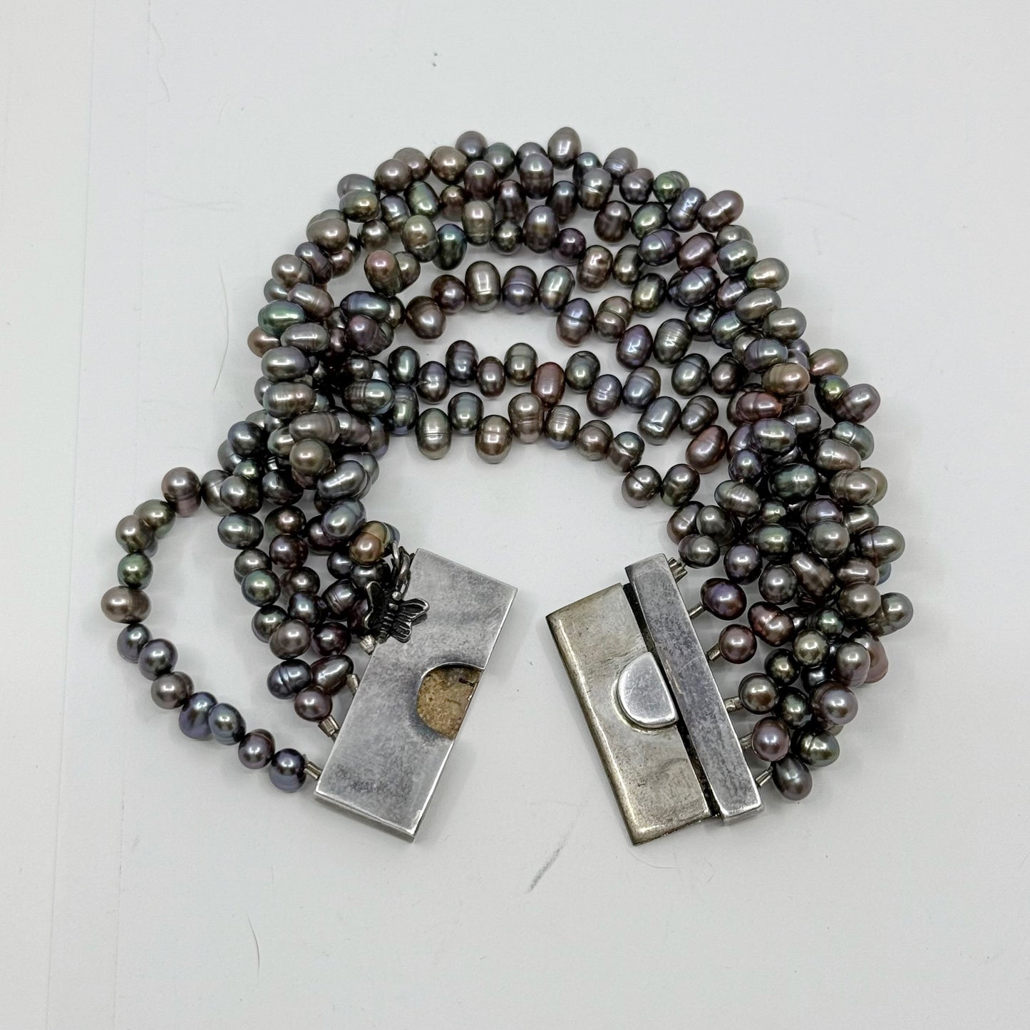 Hand Made Sterling silver pearl bracelet