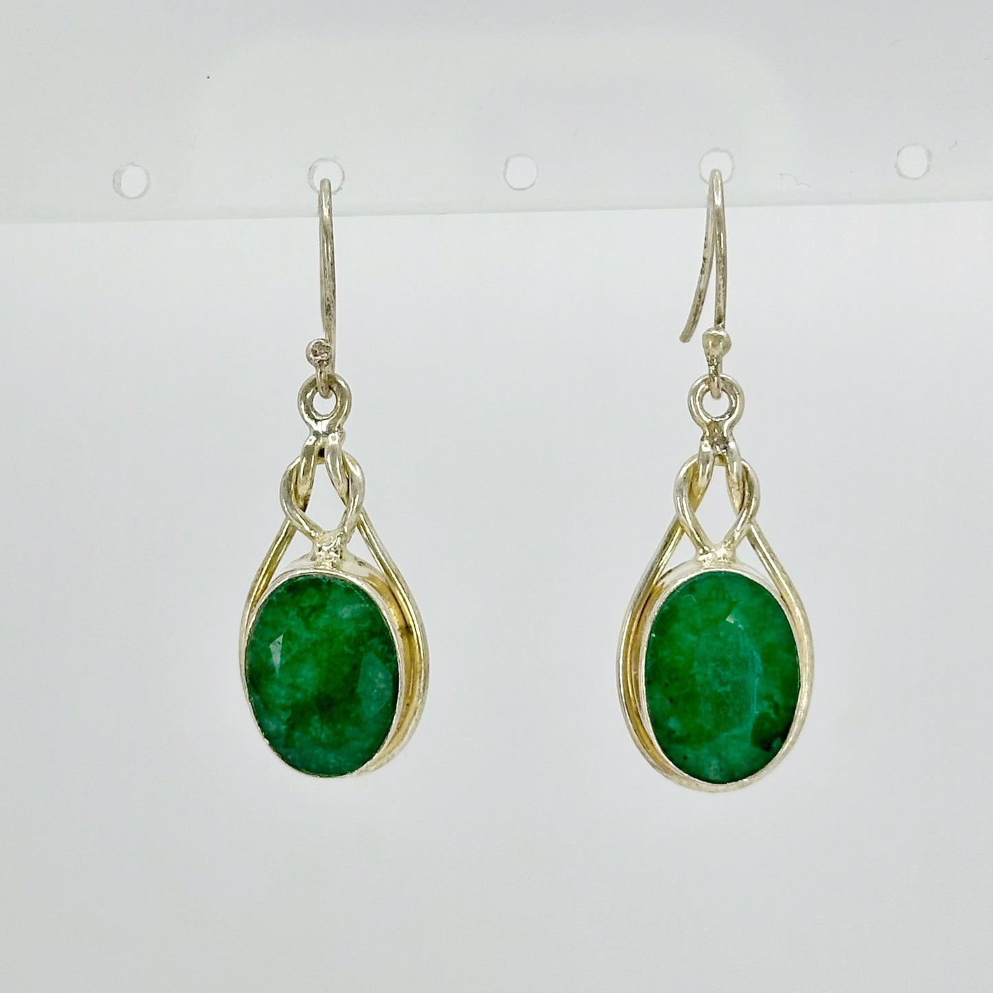 Sterling silver Zambian Emerald earrings - GM110