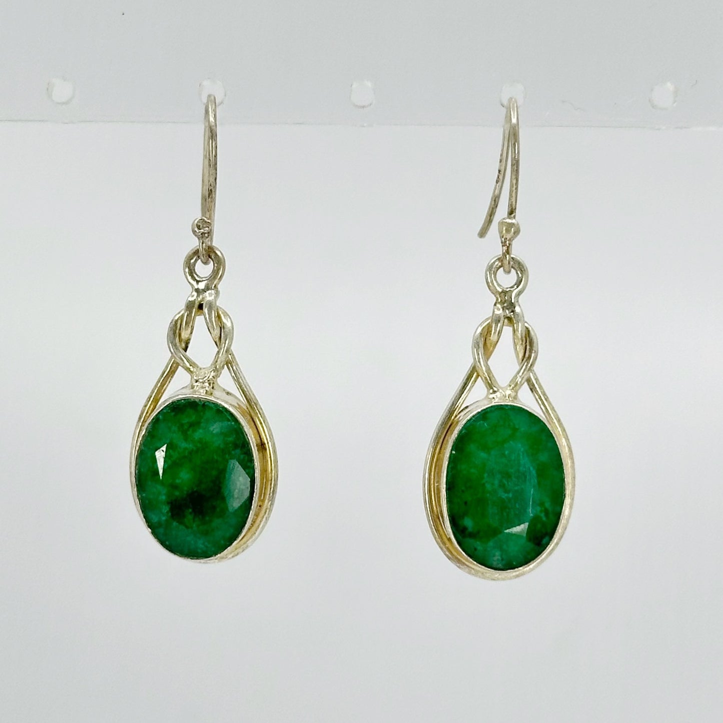 Sterling silver Zambian Emerald earrings - GM110