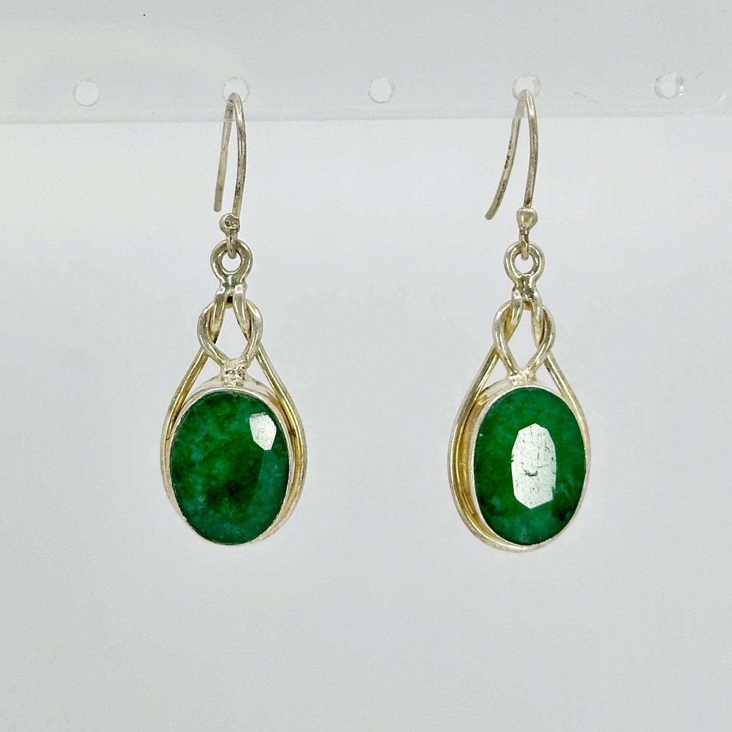 Sterling silver Zambian Emerald earrings - GM110