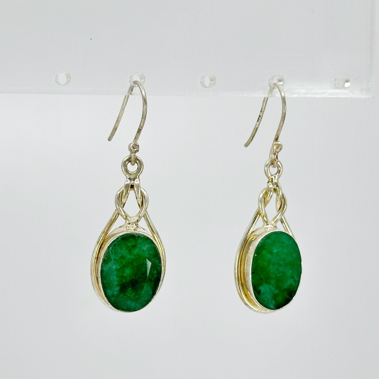Sterling silver Zambian Emerald earrings - GM110