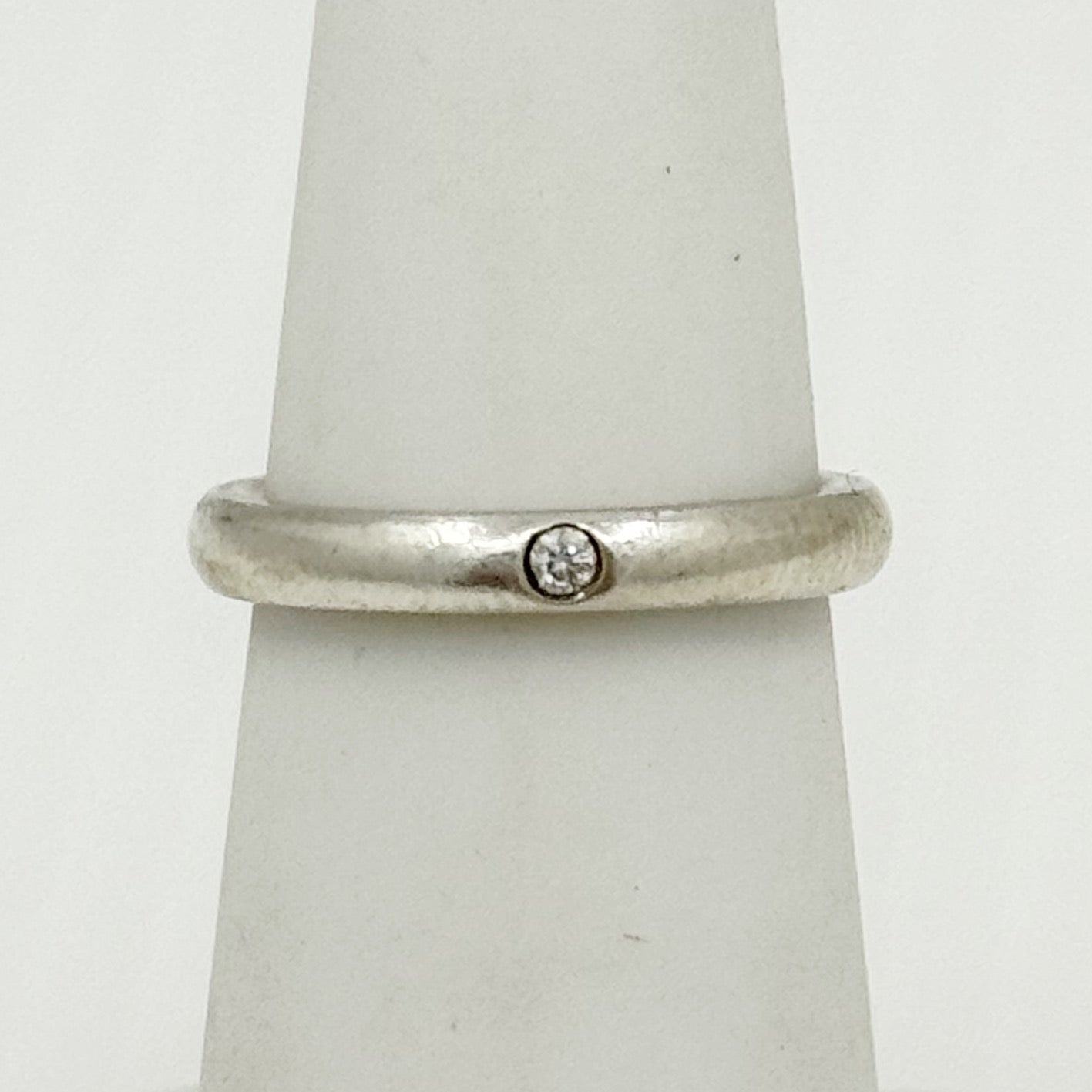 Tiffany & Co Elsa Peretti sterling silver diamond band ring - GM1101