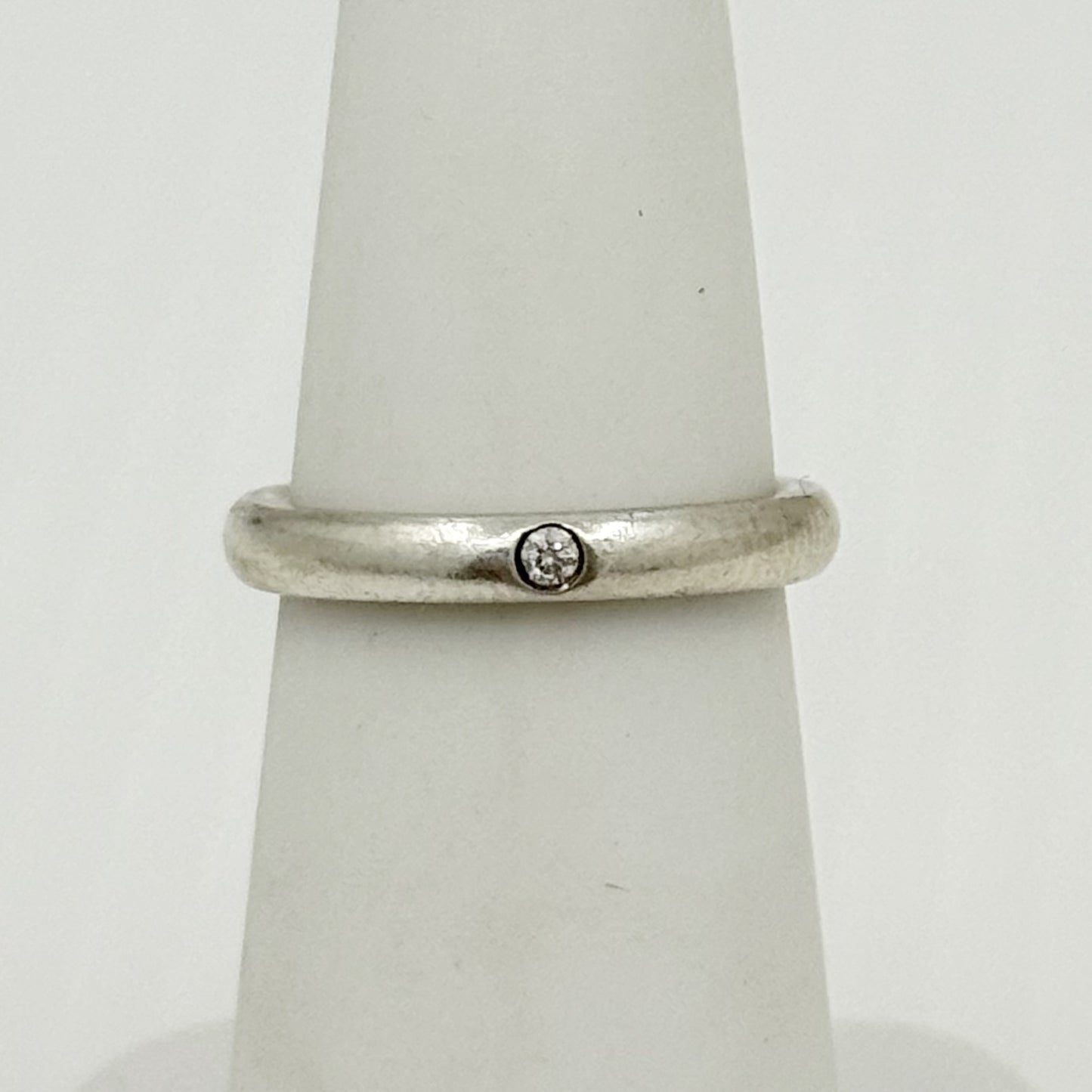 Tiffany & Co Elsa Peretti sterling silver diamond band ring - GM1101