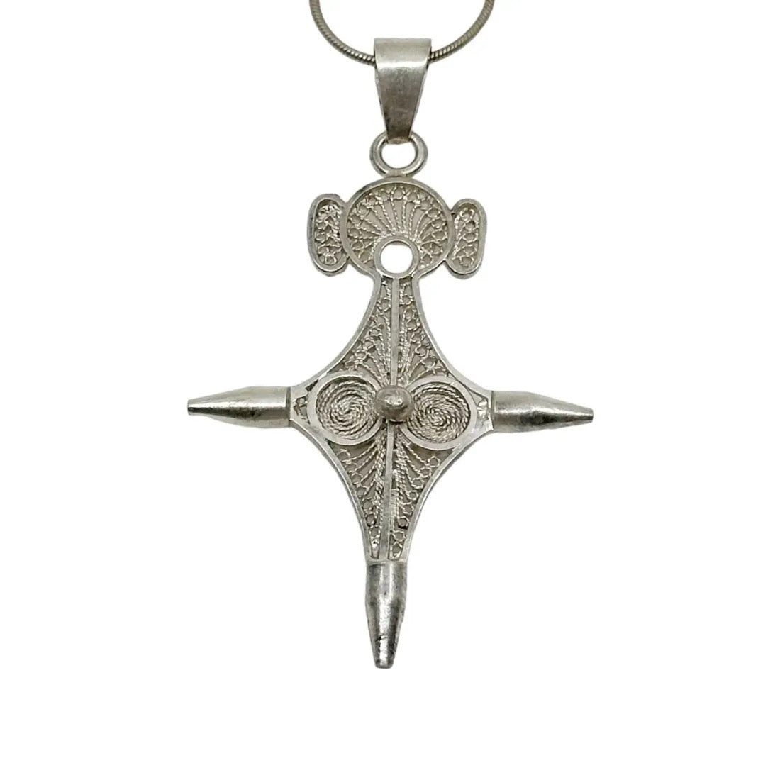 African Sterling silver filigree cross amulet pendant - GM1108