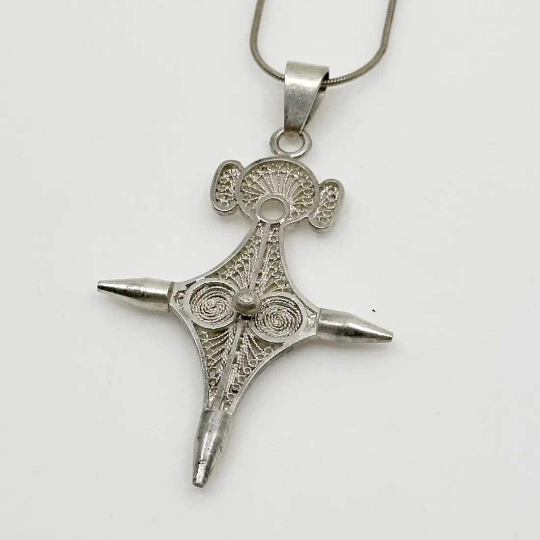 African Sterling silver filigree cross amulet pendant - GM1108