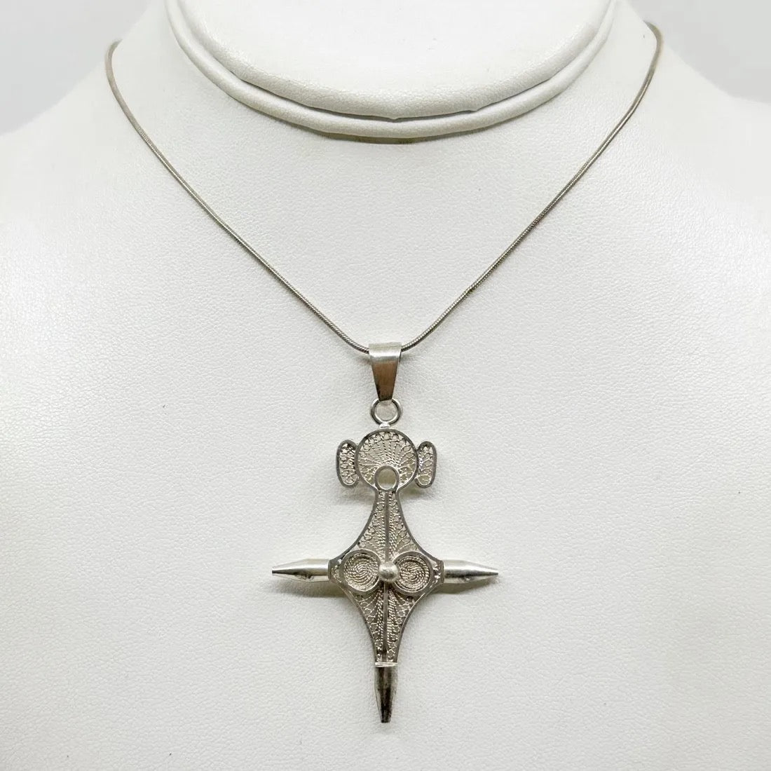 African Sterling silver filigree cross amulet pendant - GM1108