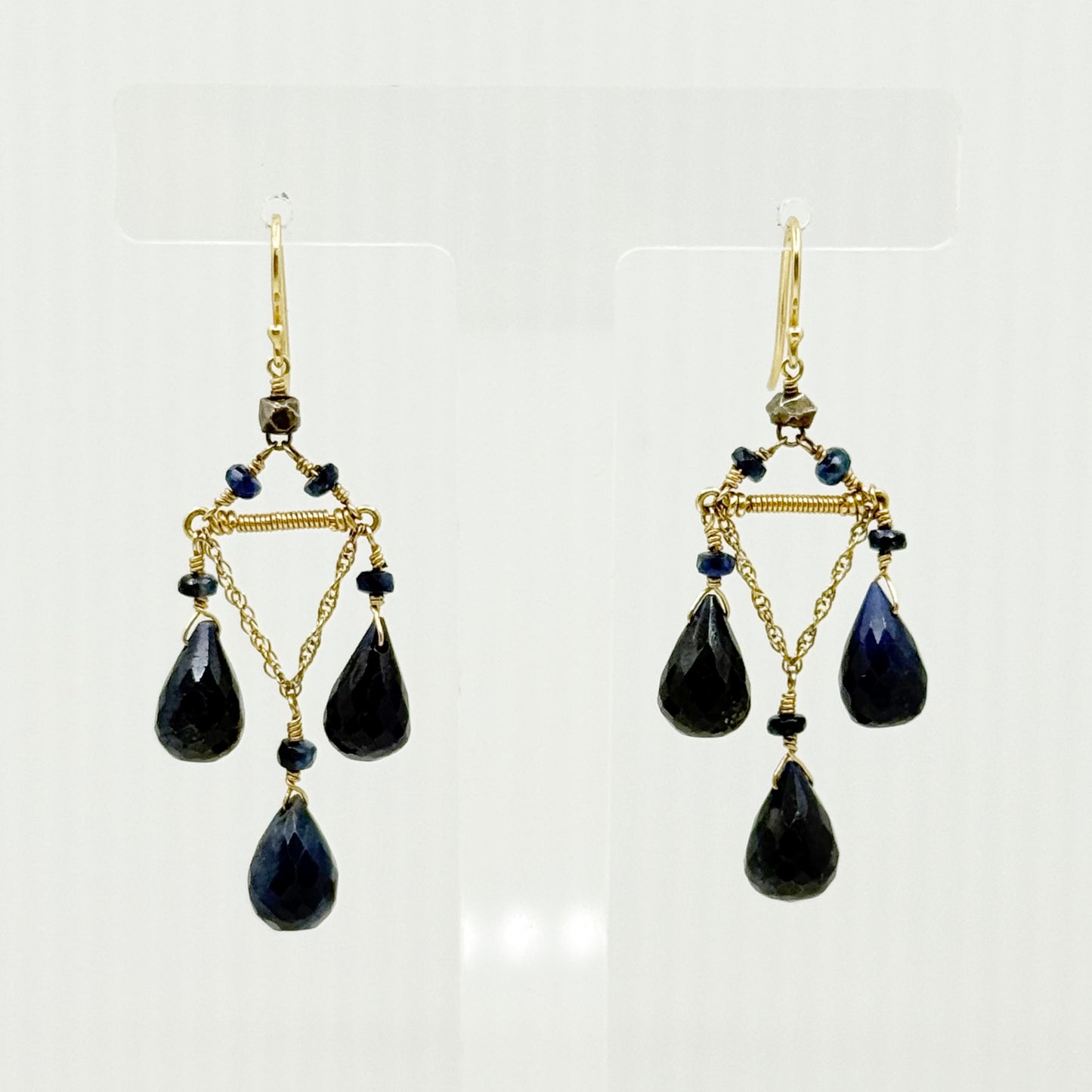 Hand Made 14k gold sapphire chandelier earrings - GM111