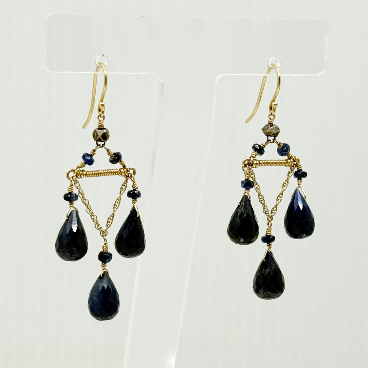 Hand Made 14k gold sapphire chandelier earrings - GM111