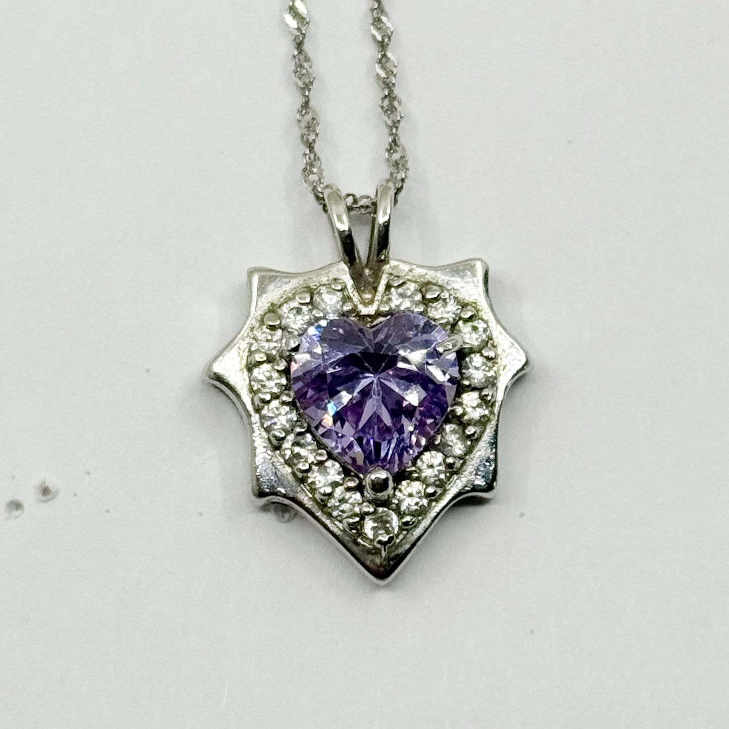 sterling silver cubic zirconia heart pendant necklace - GM1114