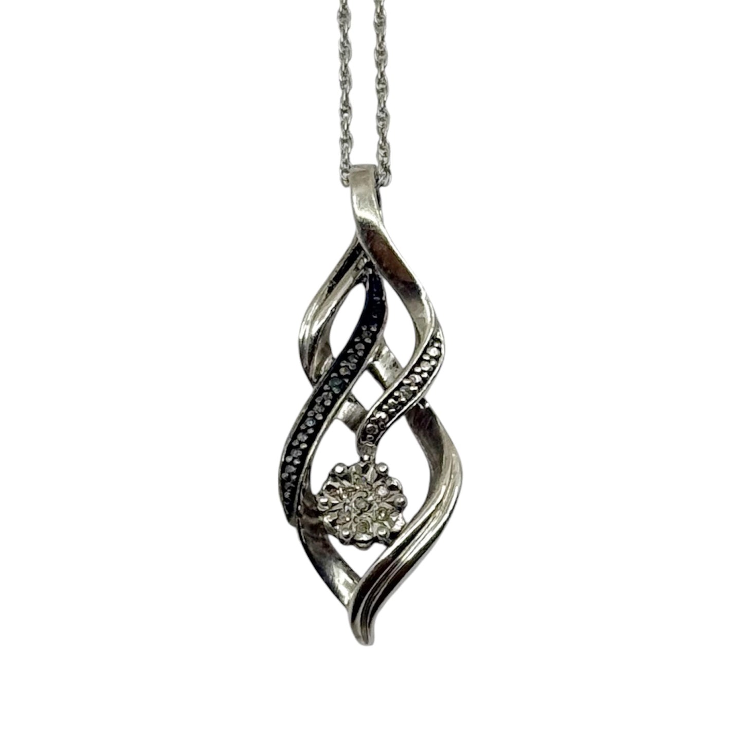 sterling silver diamond pendant necklace - GM1116