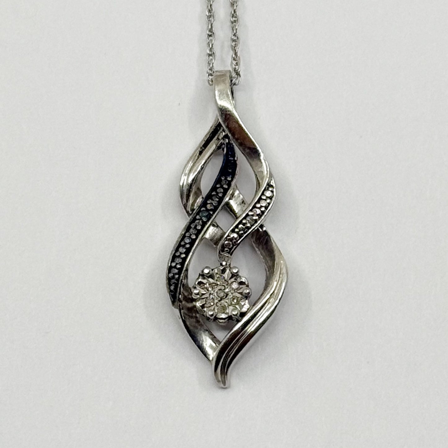 sterling silver diamond pendant necklace - GM1116