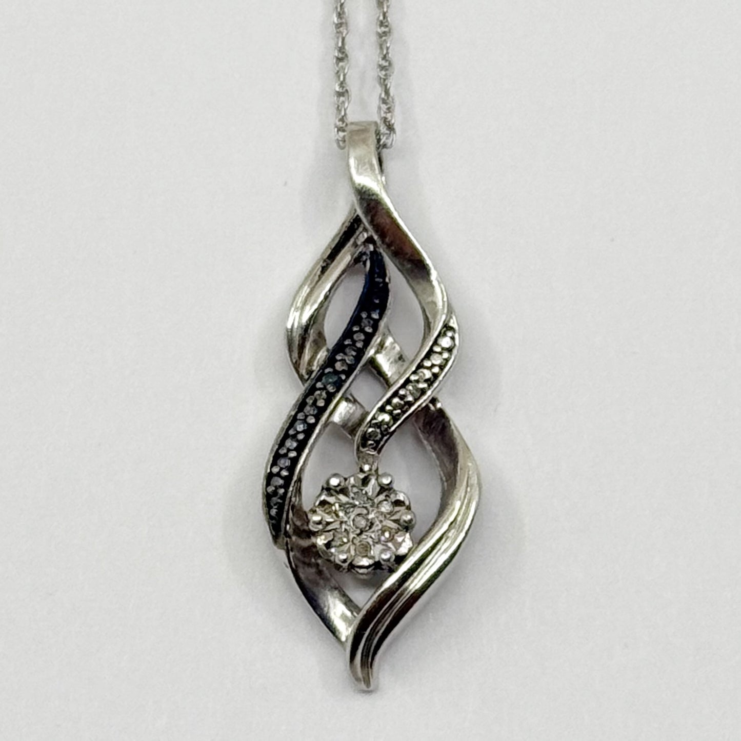 sterling silver diamond pendant necklace - GM1116