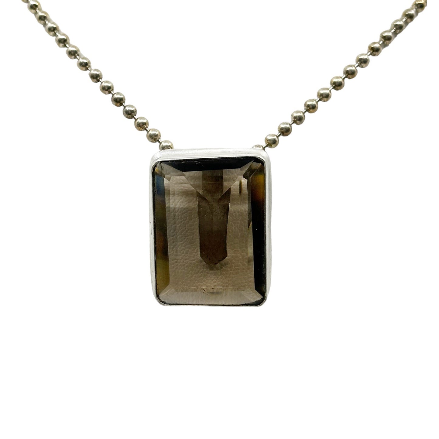 Vintage sterling silver smoky quartz pendant - GM1117
