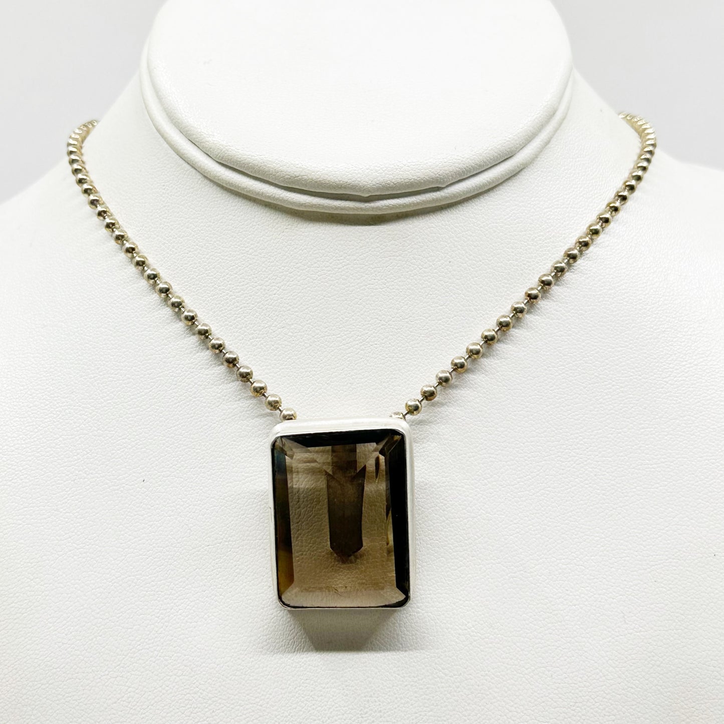 Vintage sterling silver smoky quartz pendant - GM1117