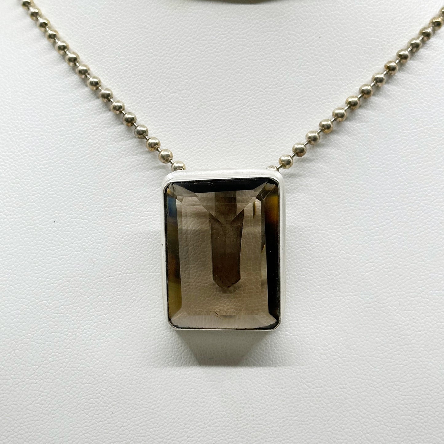 Vintage sterling silver smoky quartz pendant - GM1117