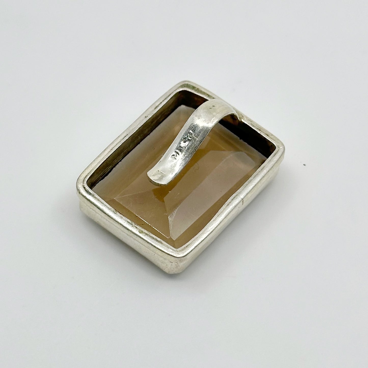 Vintage sterling silver smoky quartz pendant - GM1117
