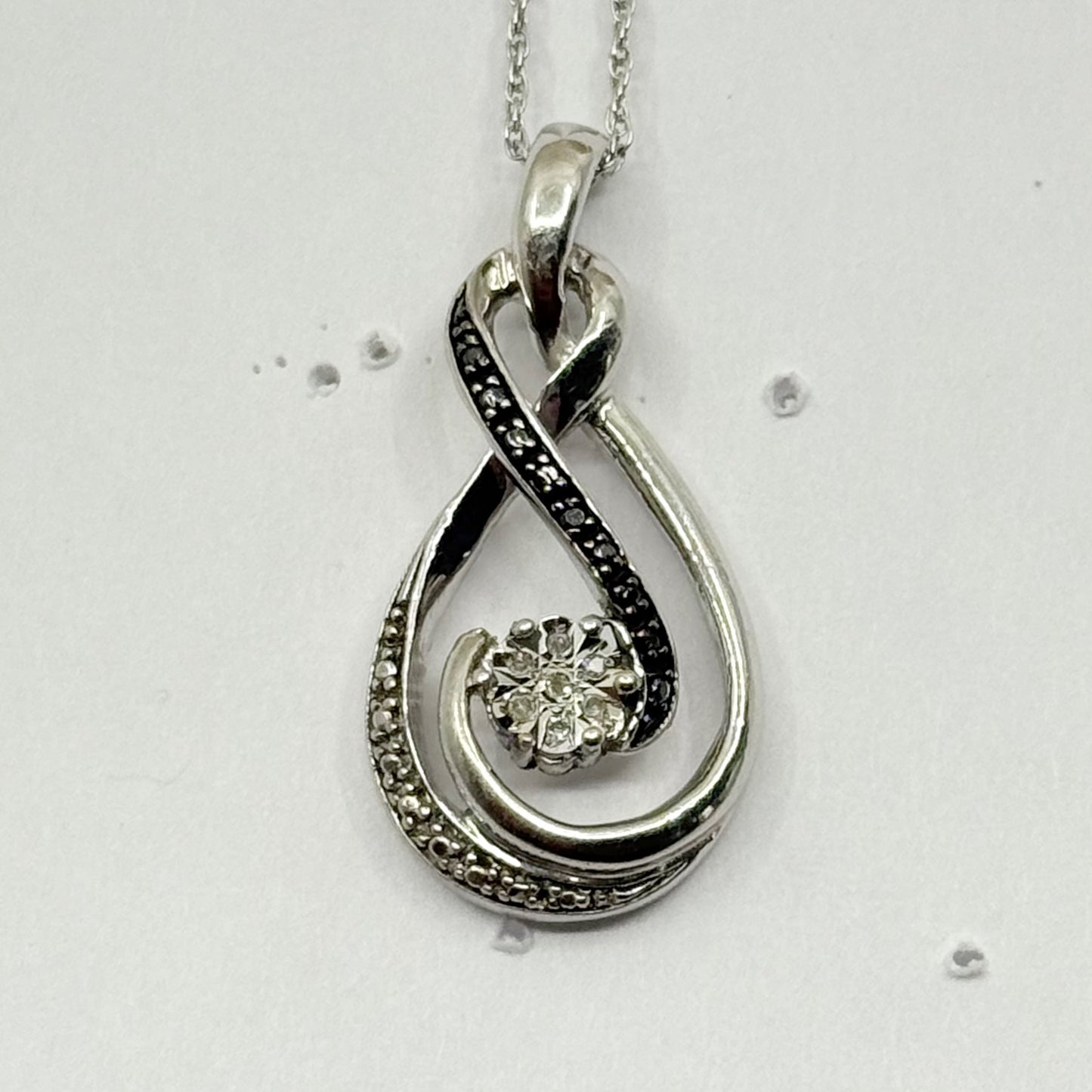 sterling silver diamond pendant necklace - GM1119
