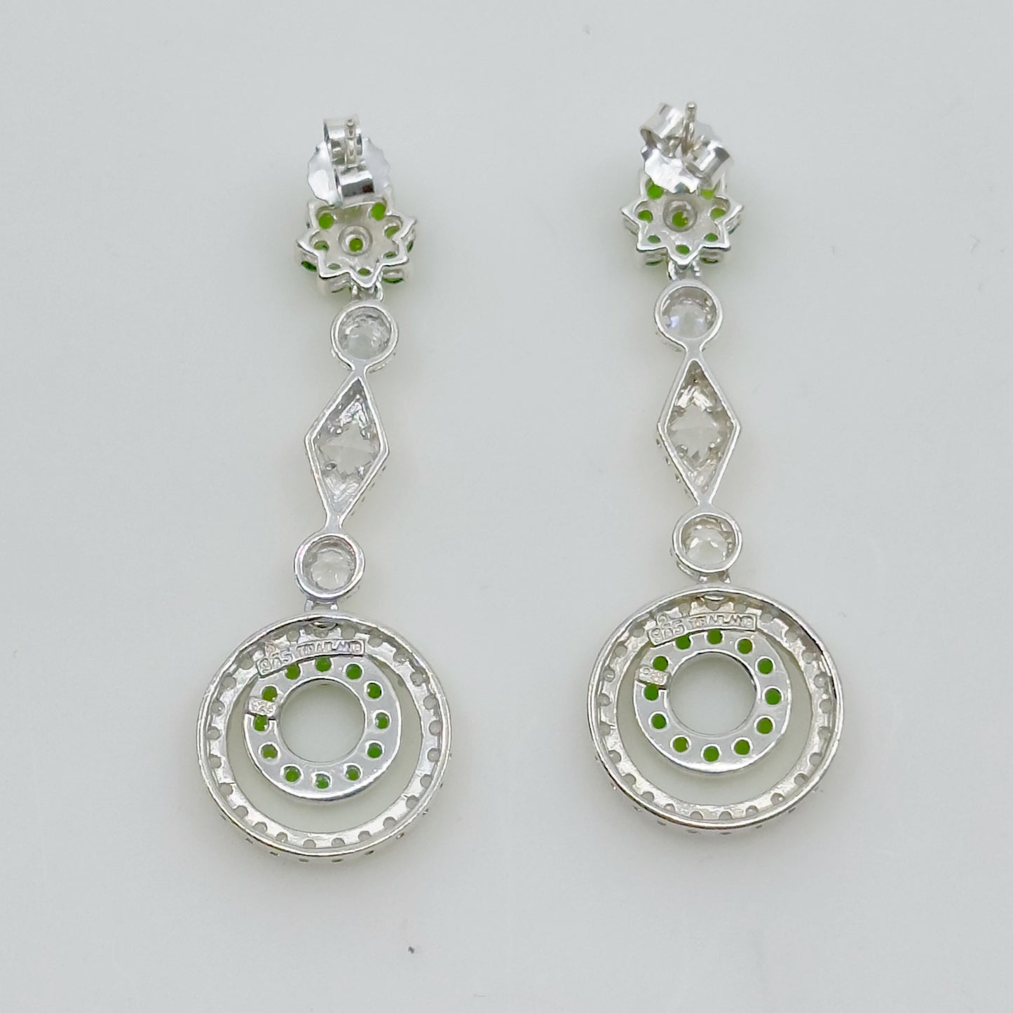 Sterling silver Peridot & cubic zirconia drop earrings - GM1121