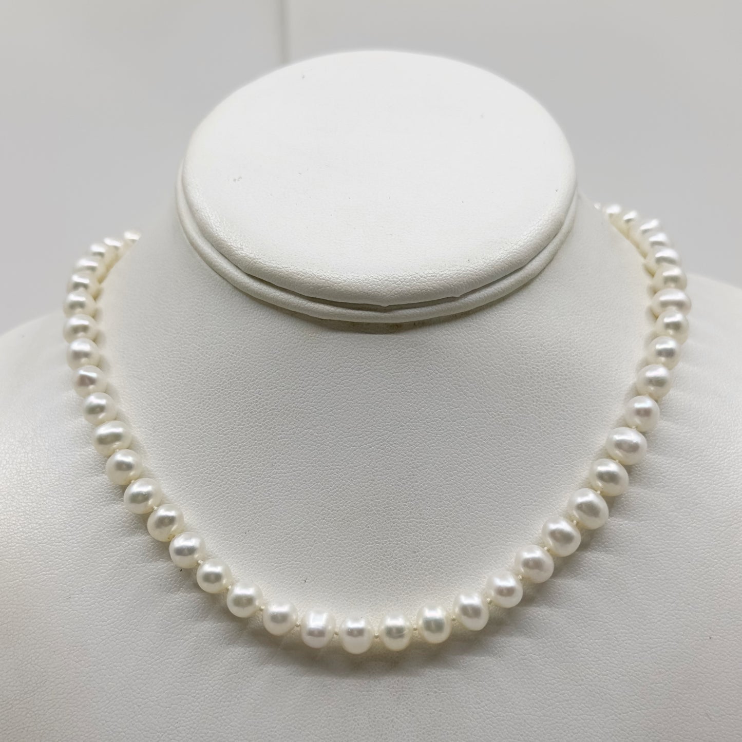 sterling silver 8mm Potato freshwater pearl necklace - GM1122