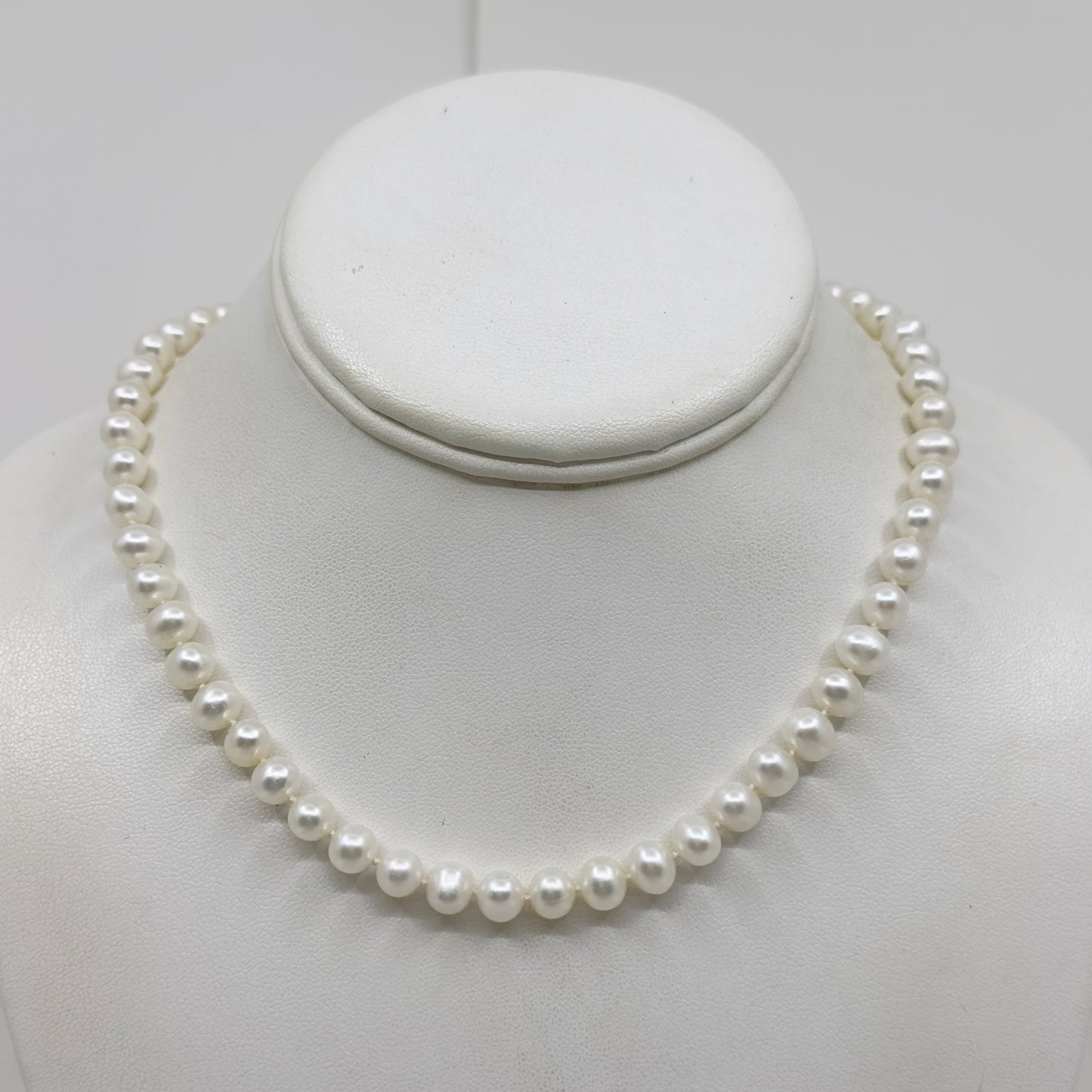 sterling silver 8mm Potato freshwater pearl necklace - GM1122