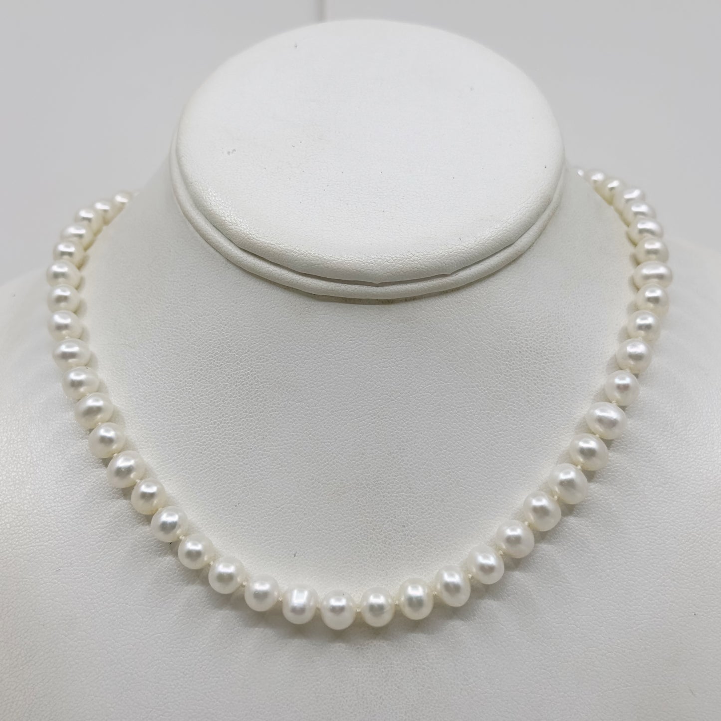 sterling silver 8mm Potato freshwater pearl necklace - GM1122