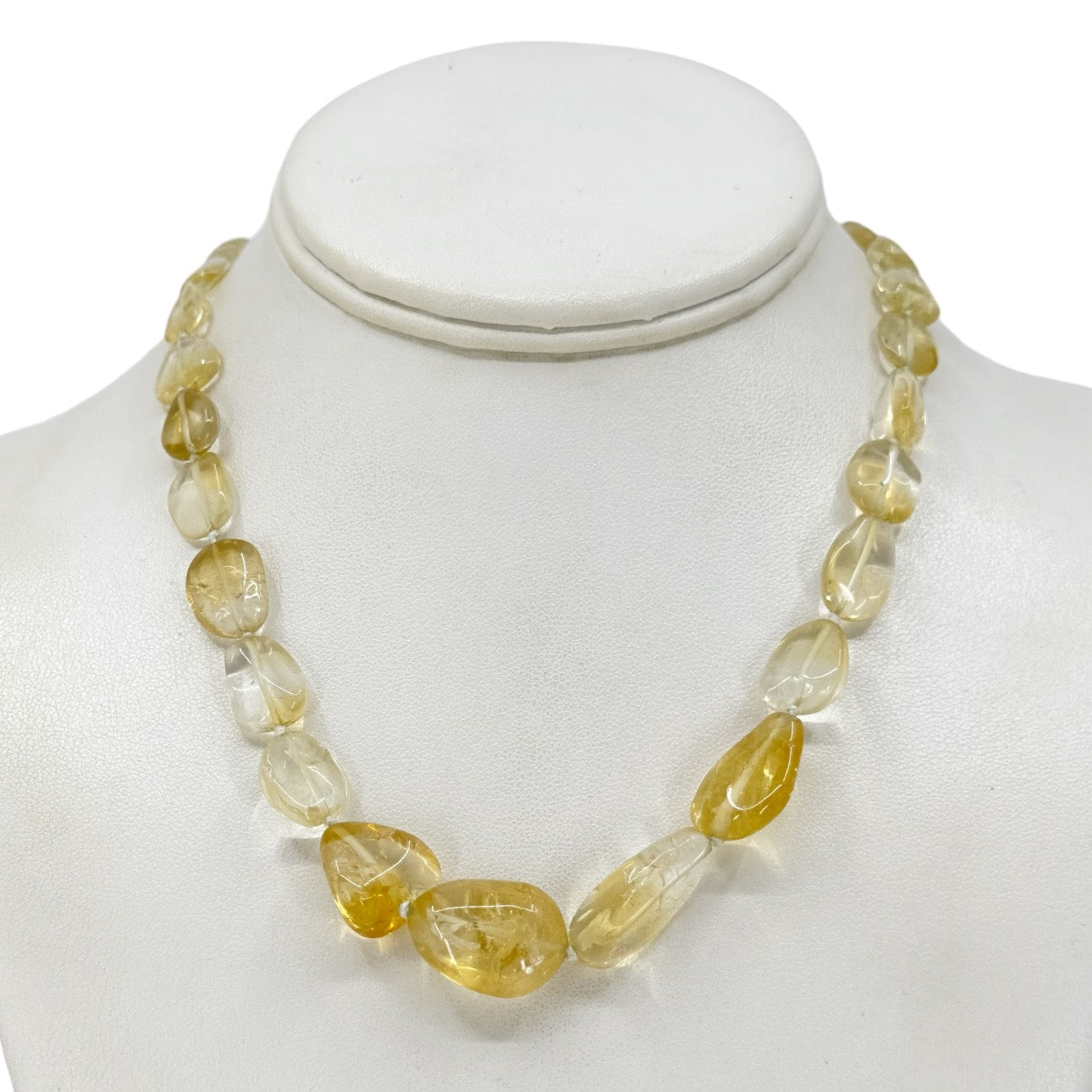 Hand Made Sterling Silver graduated citrine bead necklace - GM1124