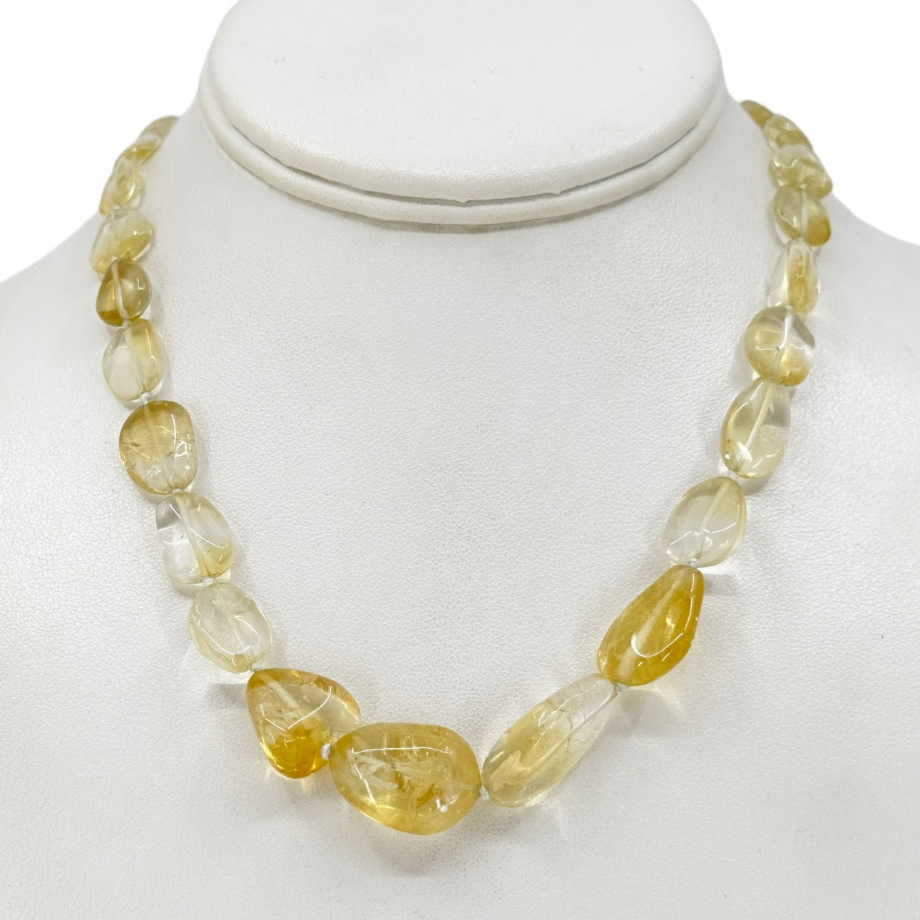 Hand Made Sterling Silver graduated citrine bead necklace - GM1124